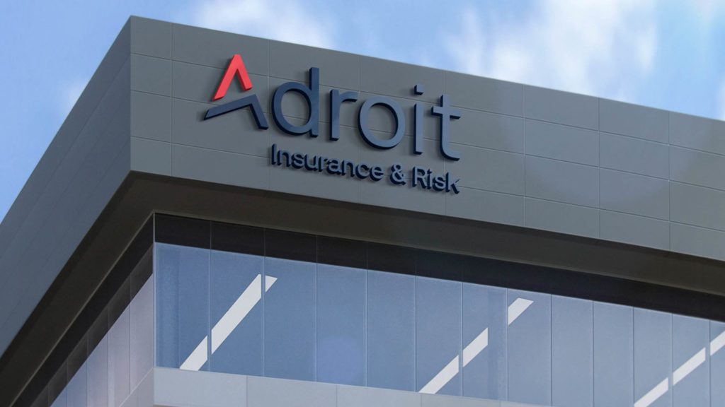 Adroit Insurance and Risk building signage.