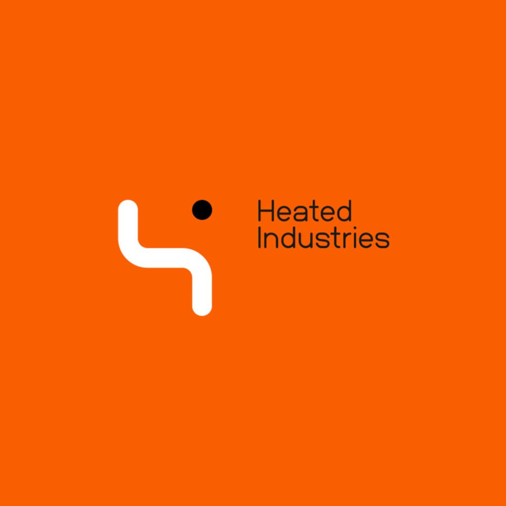 Heated Industries logo resting on an orange background.