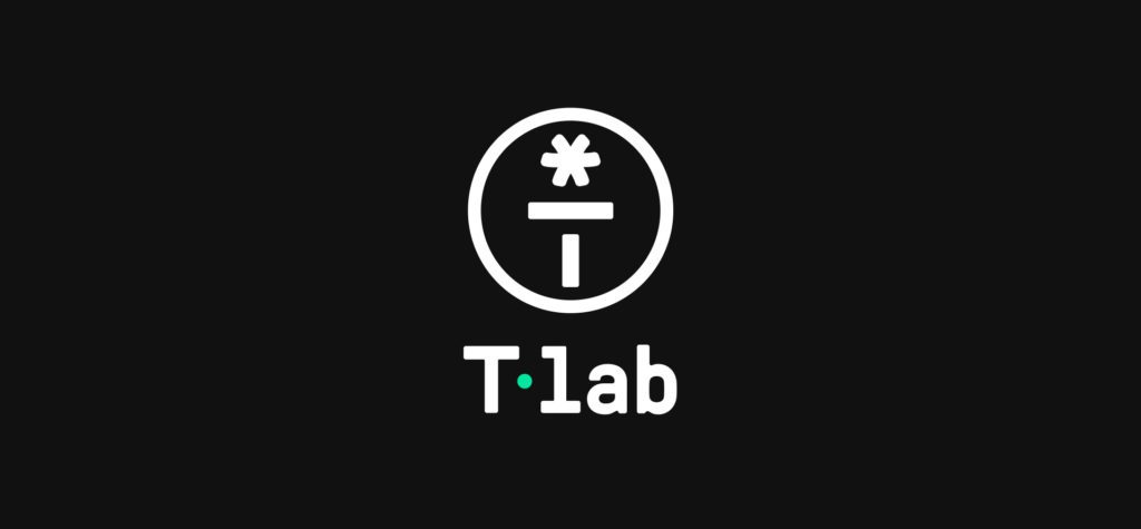 T.Lab Logo on black background.