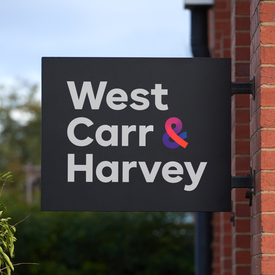 West Carr & Harvey Brand Identity Building Signage