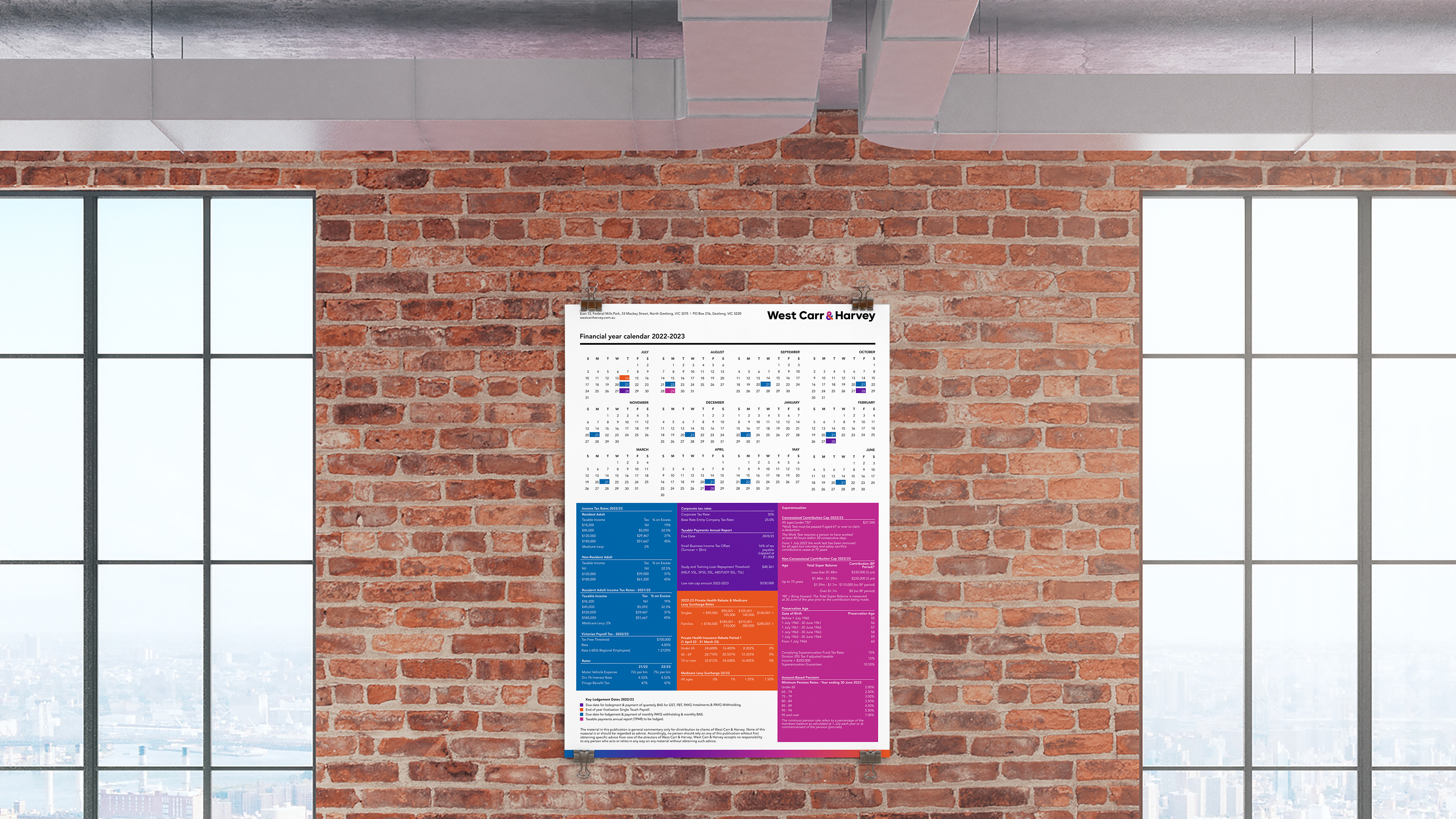 West Carr & Harvey accounting stationery graphic design calendar