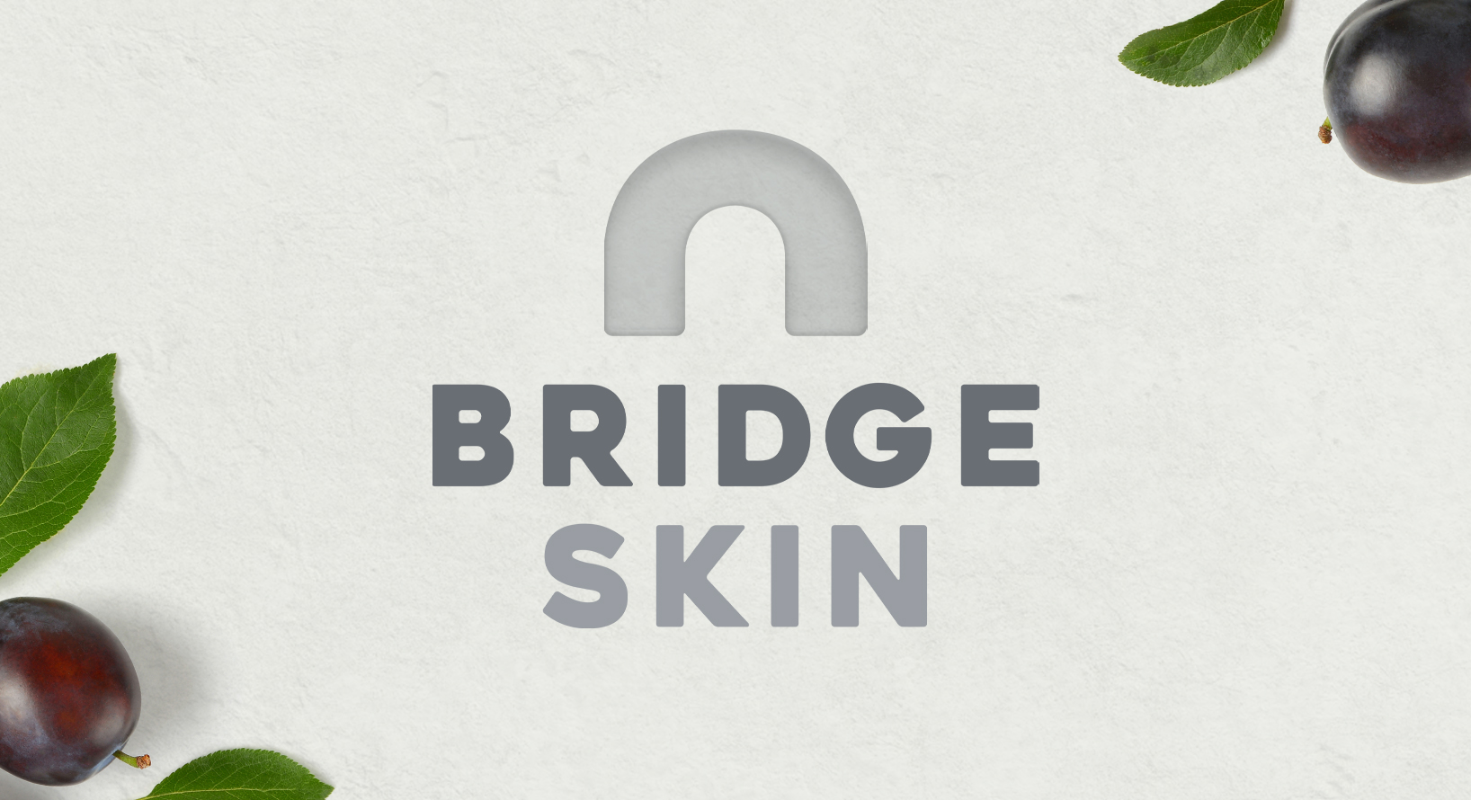 Bridge Skin master logo on a concrete background, composed with davidson plums