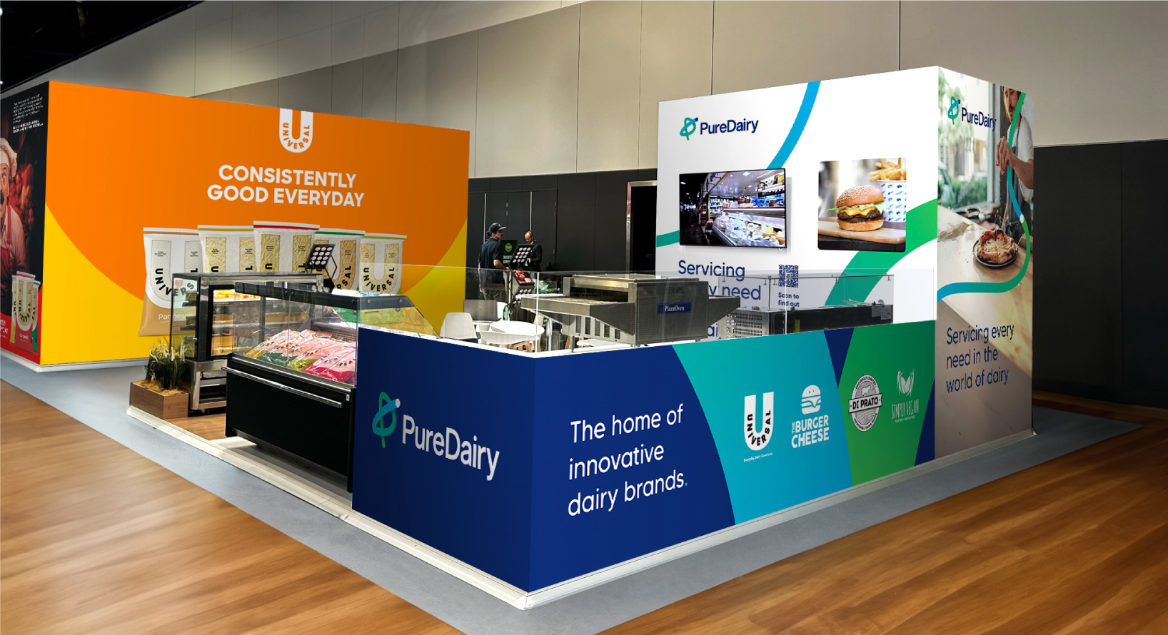 Pure Dairy trade show stand showcasing the brand