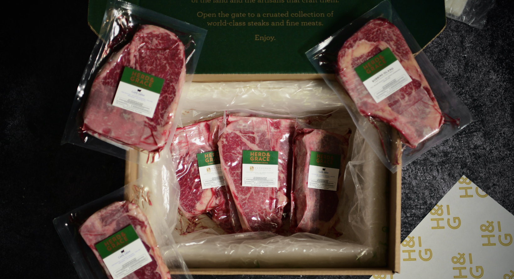 Herd & Grace Branded Meat Box showcasing branded packaging
